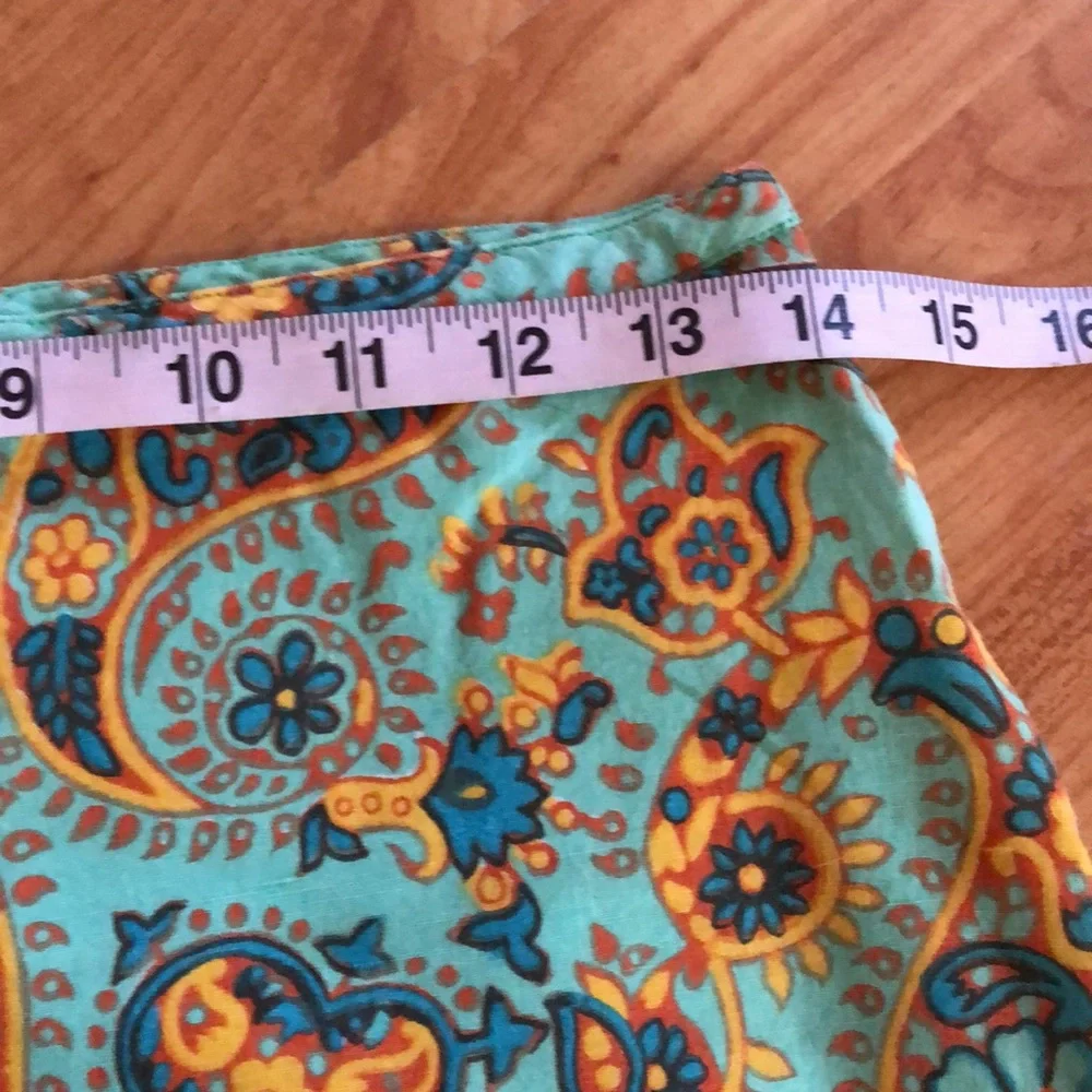 RALPH LAUREN girls SZ 14 seafoam green & yellow paisley lined mini skirt